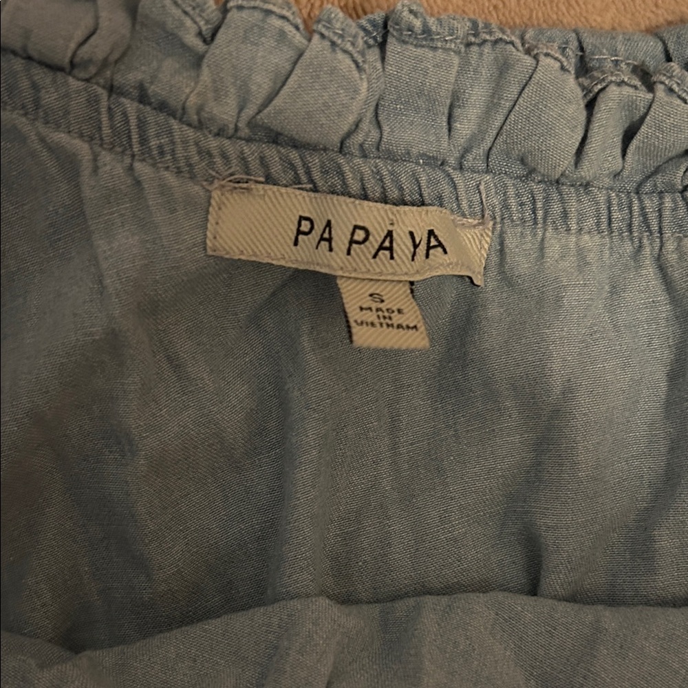 Papaya Denim Blue One-Shoulder Floral Top - Picture 2 of 2